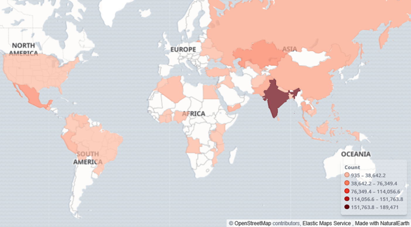 Phorpiex botnet global locations.