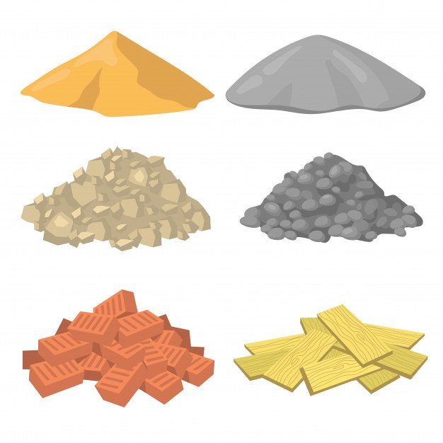 various construction material piles flat icon set 74855 7906